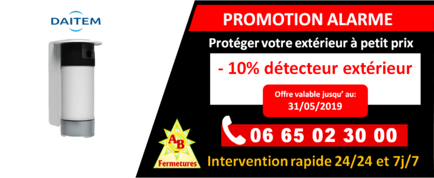 Promotion alarme - Remise de 10 sur la détection extérieure Daitem - AB Fermetures