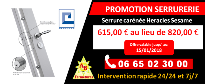 Promotion serrurerie - Serrure 3 points Heracles Sesame à 615,00 euros - AB Fermetures